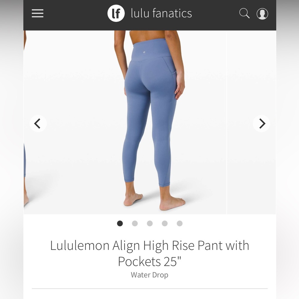 Lululemon Blue High Rise Leggings waterdrop